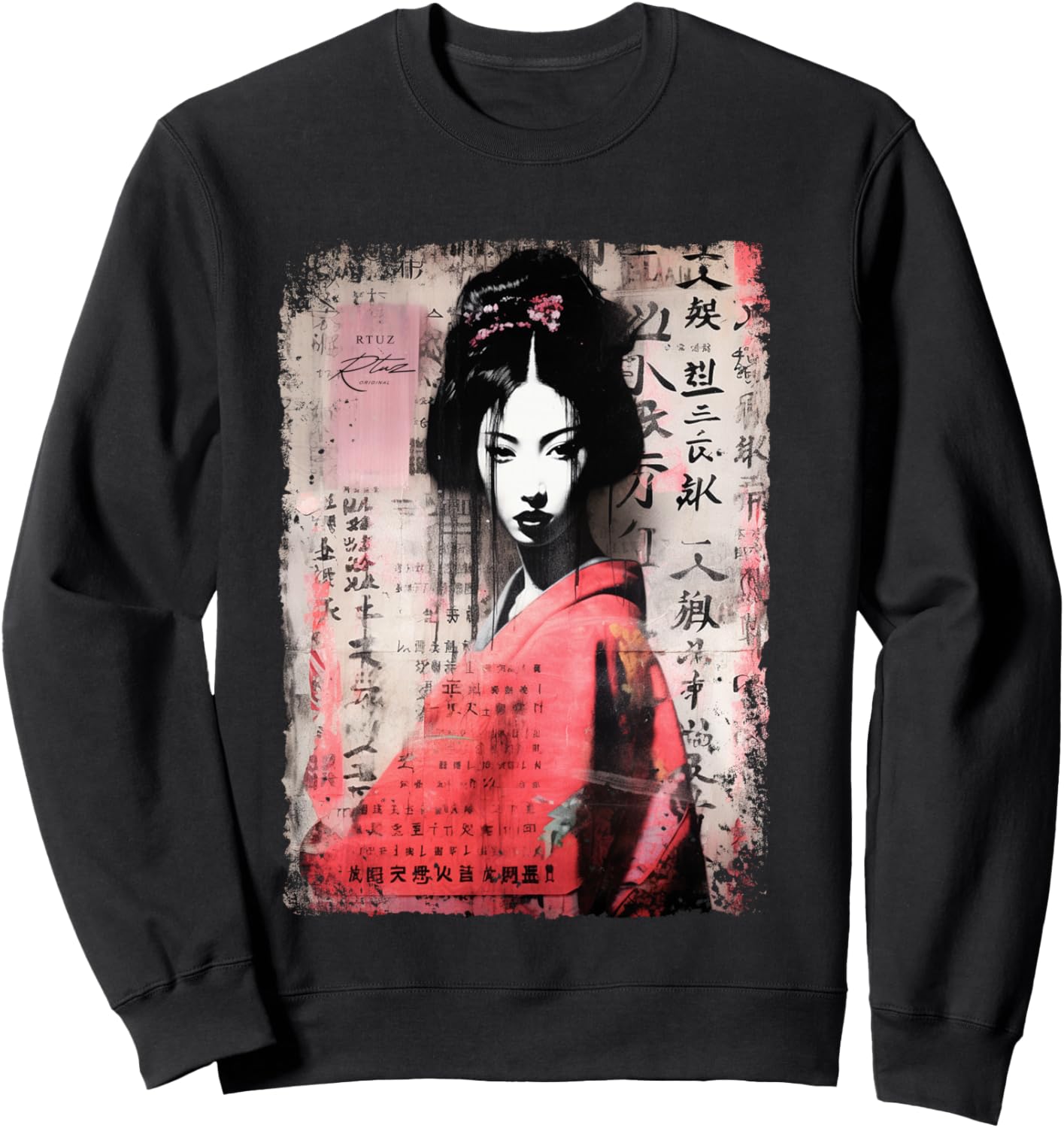 Geisha Asia Japan Woman Vintage Culture Tokyo Geisha , Black Sweatshirt - Sweatshirt | Black