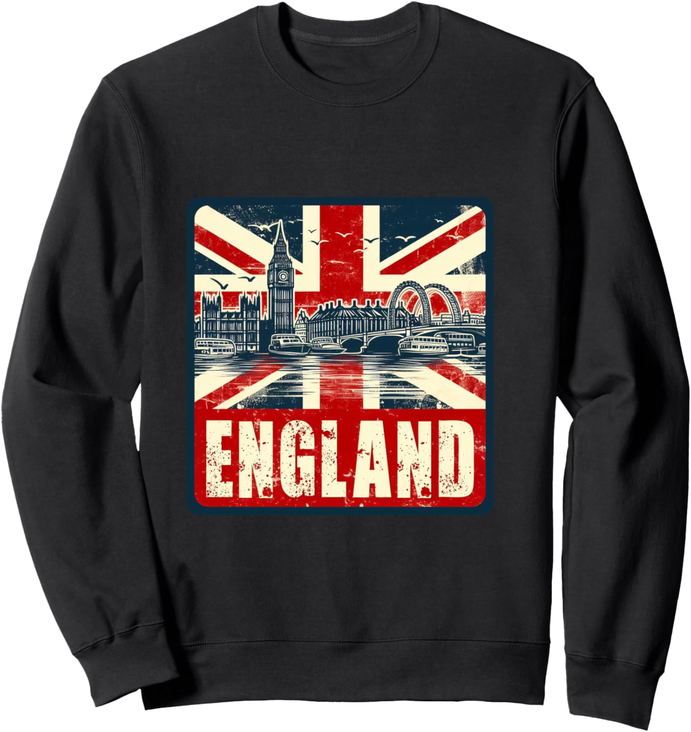 Vintage Union Jack Flag Sweatshirt - Sweatshirt | Black
