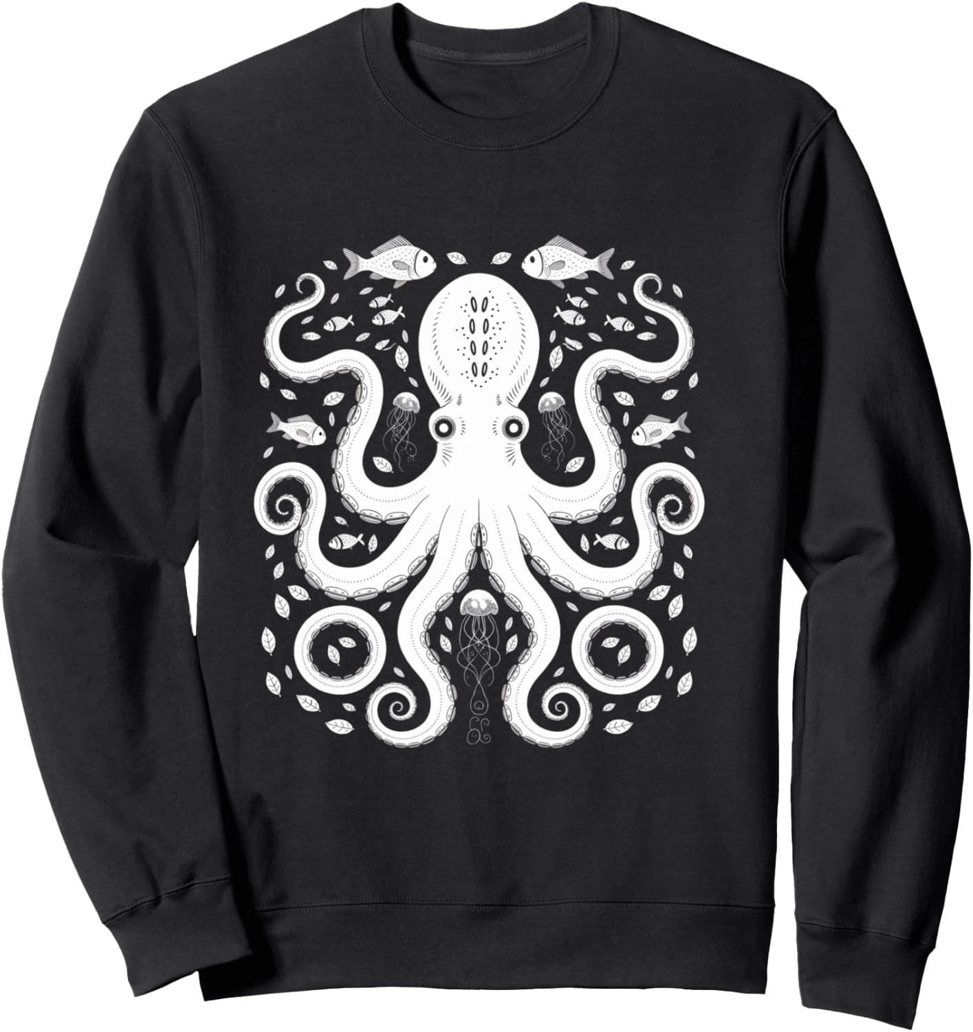 Vintage Octopus Retro Graphic Octopuses Women Men Fisherman Sweatshirt - Sweatshirt | Black