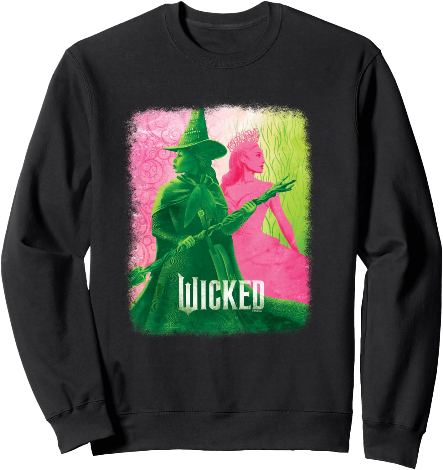 Wicked Elphaba & Glinda Tonal , Black, S Sweatshirt - Sweatshirt | Black