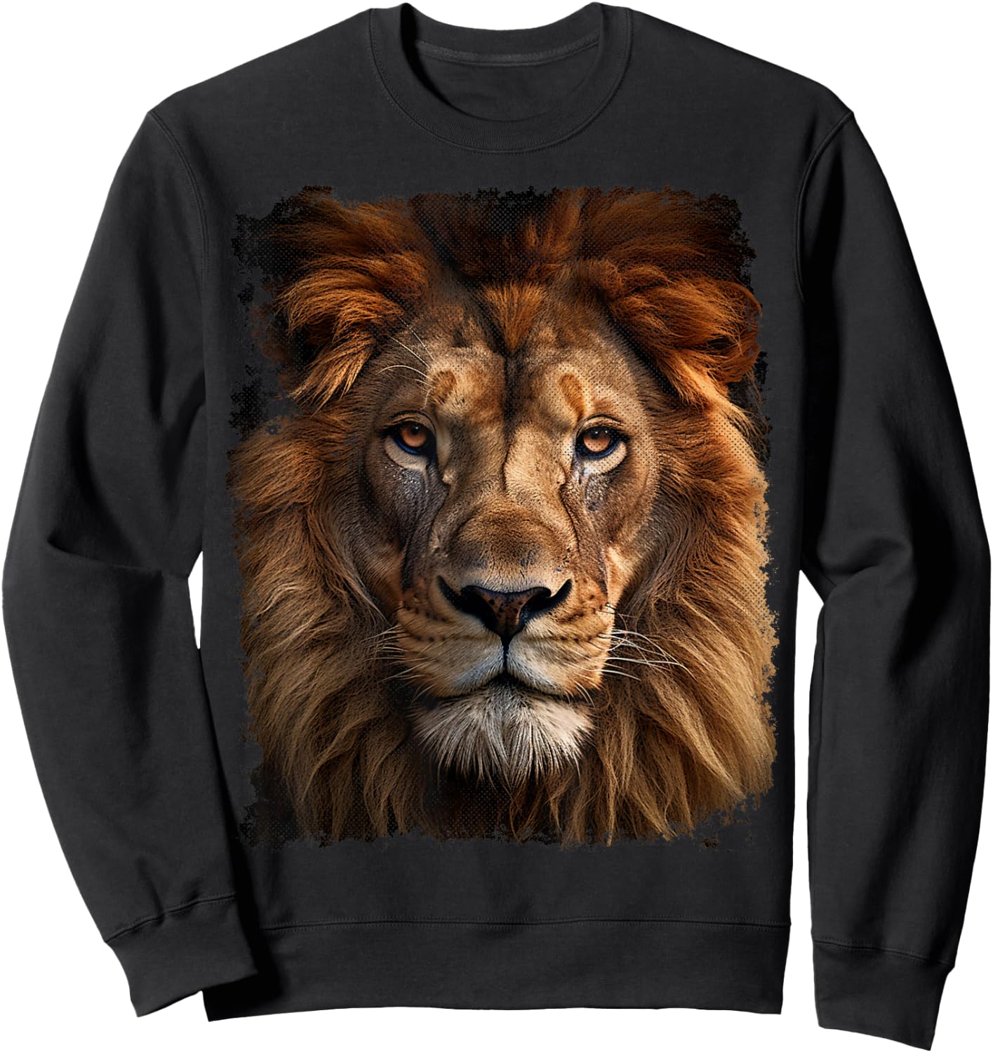 Vintage Lion Animal Graphic Sweatshirt - Sweatshirt | Black