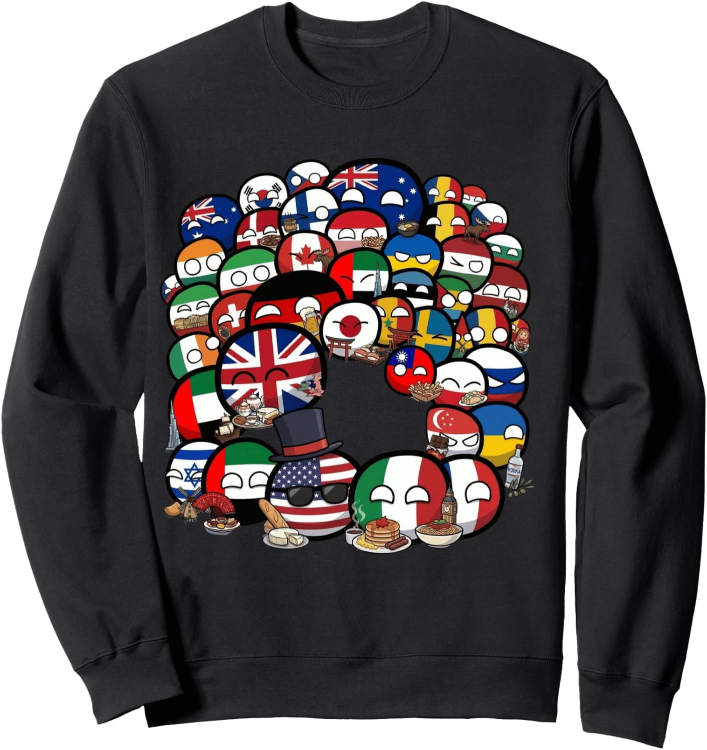 Countryballs Foto von Nationen Langarmshirt Sweatshirt - Sweatshirt | Black