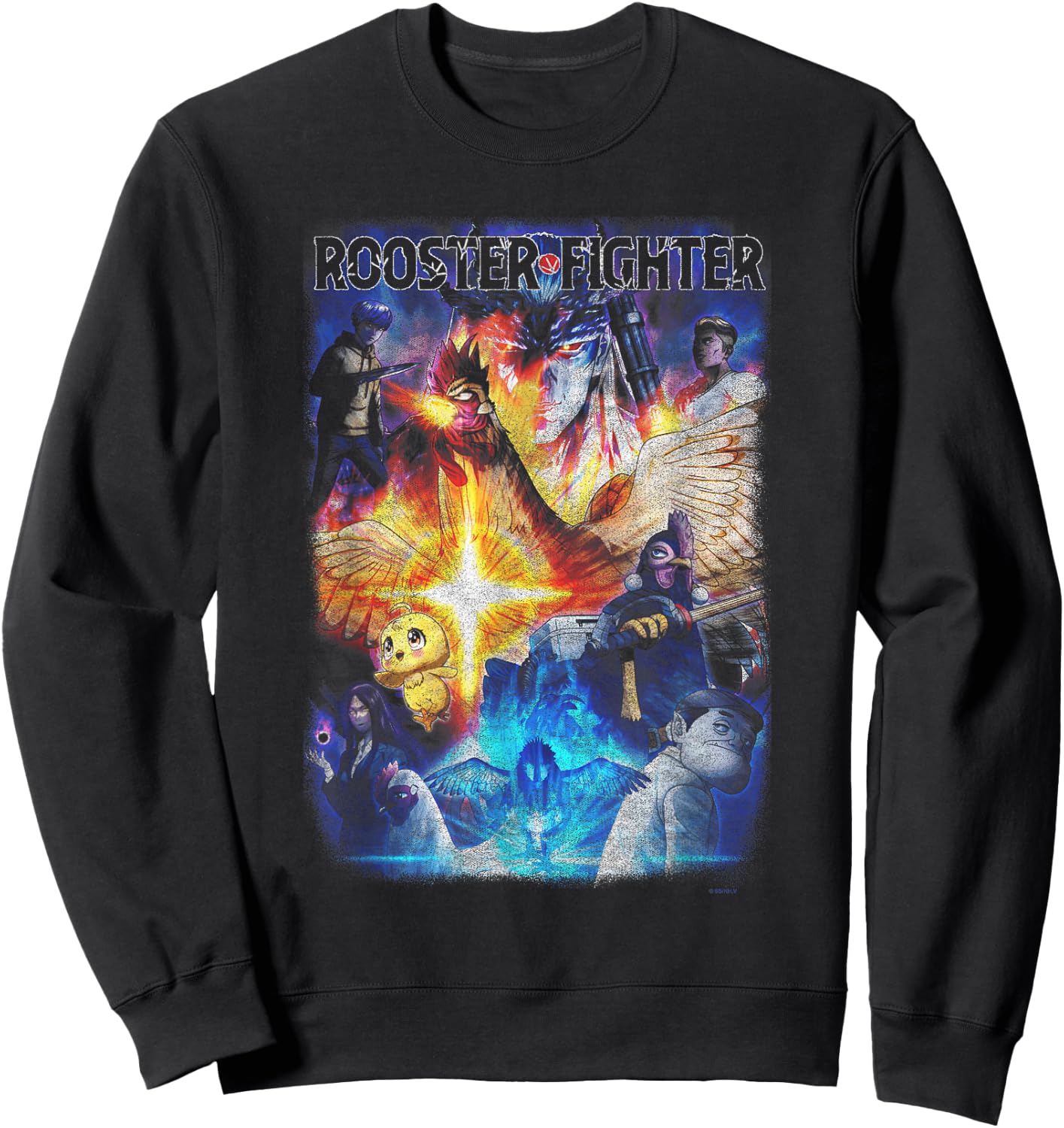 Rooster Fighter Colorful Poster Art Collage Anime Sweatshirt - Sweatshirt | Black