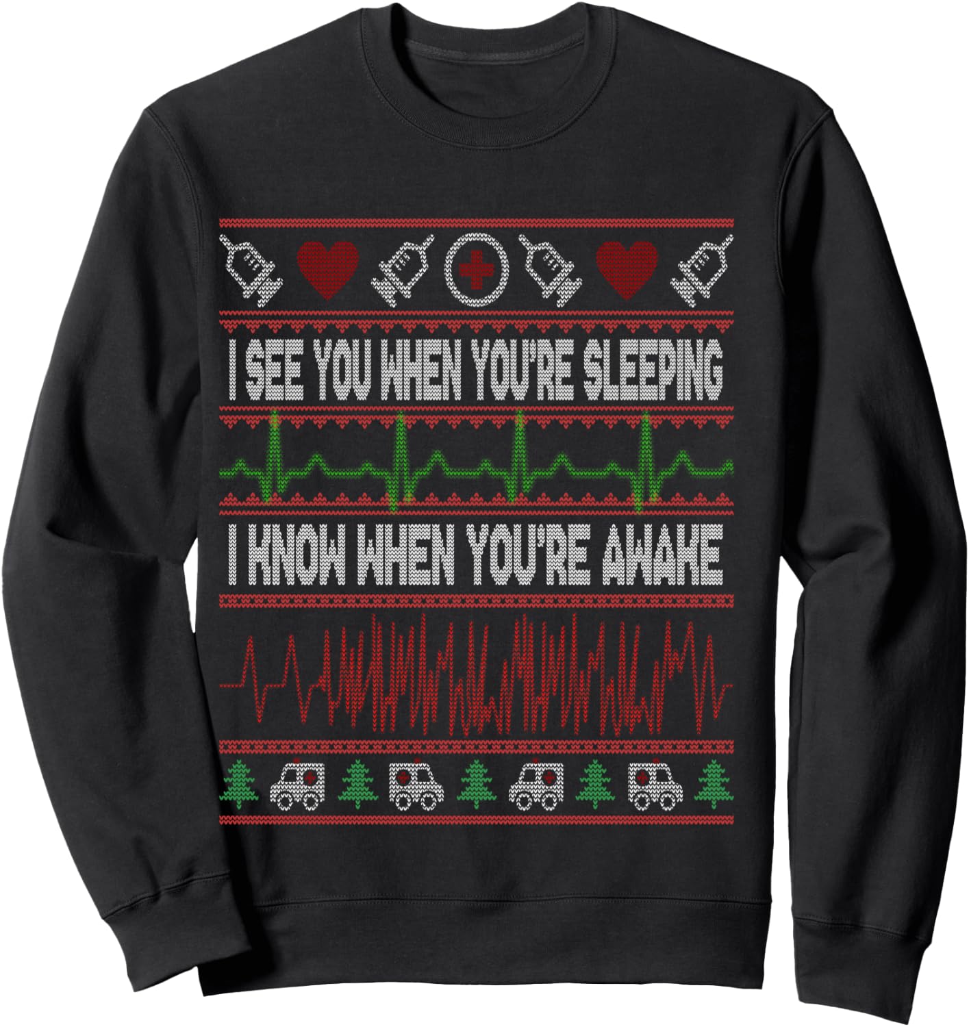 Tachy Nurse Ugly Christmas Sweater Doctor Medical Long Shirt Sweatshirt - Sweatshirt | Black