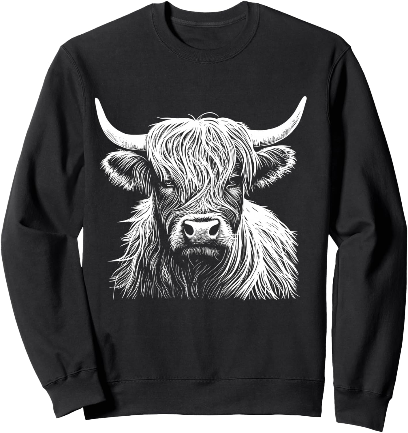 Highland Cow Scotland Scottish Fluffy Cow Cute Highland Coo Sweatshirt - Sweatshirt | Black