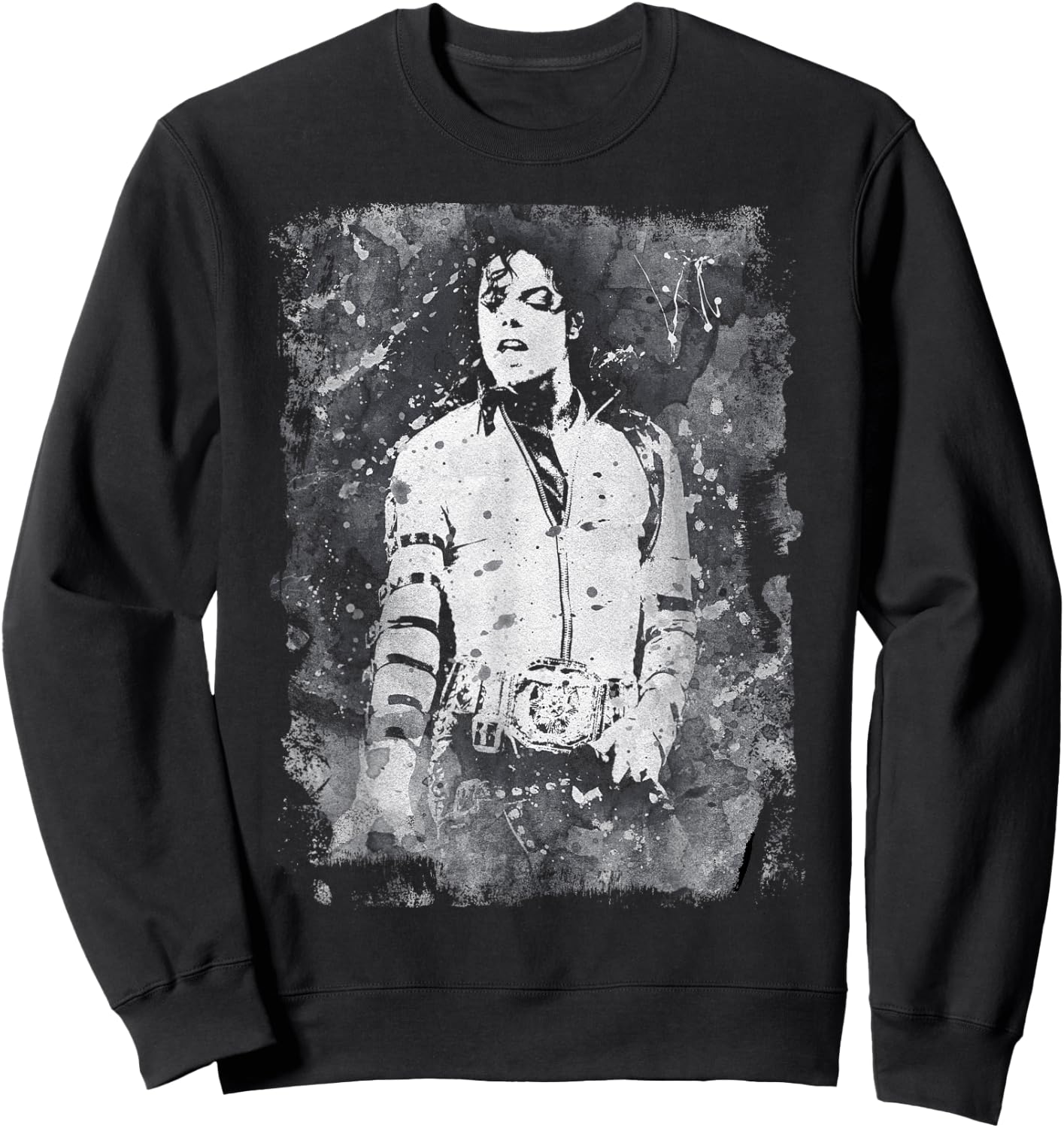 Michael Jackson Bad World Tour 1988 Black and White Splatter , Black, S Sweatshirt - Sweatshirt | Black