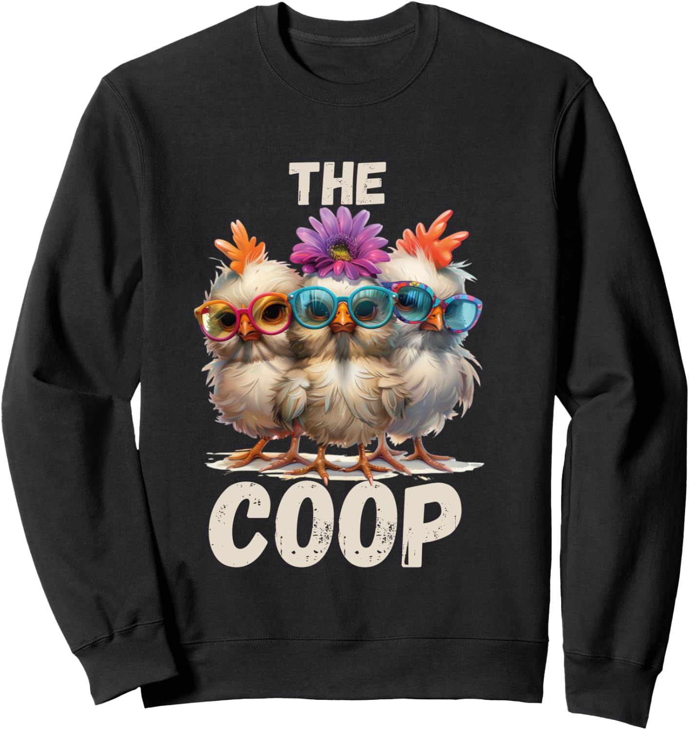 The Coop Chicken Trio Sweatshirt - Sweatshirt | Black