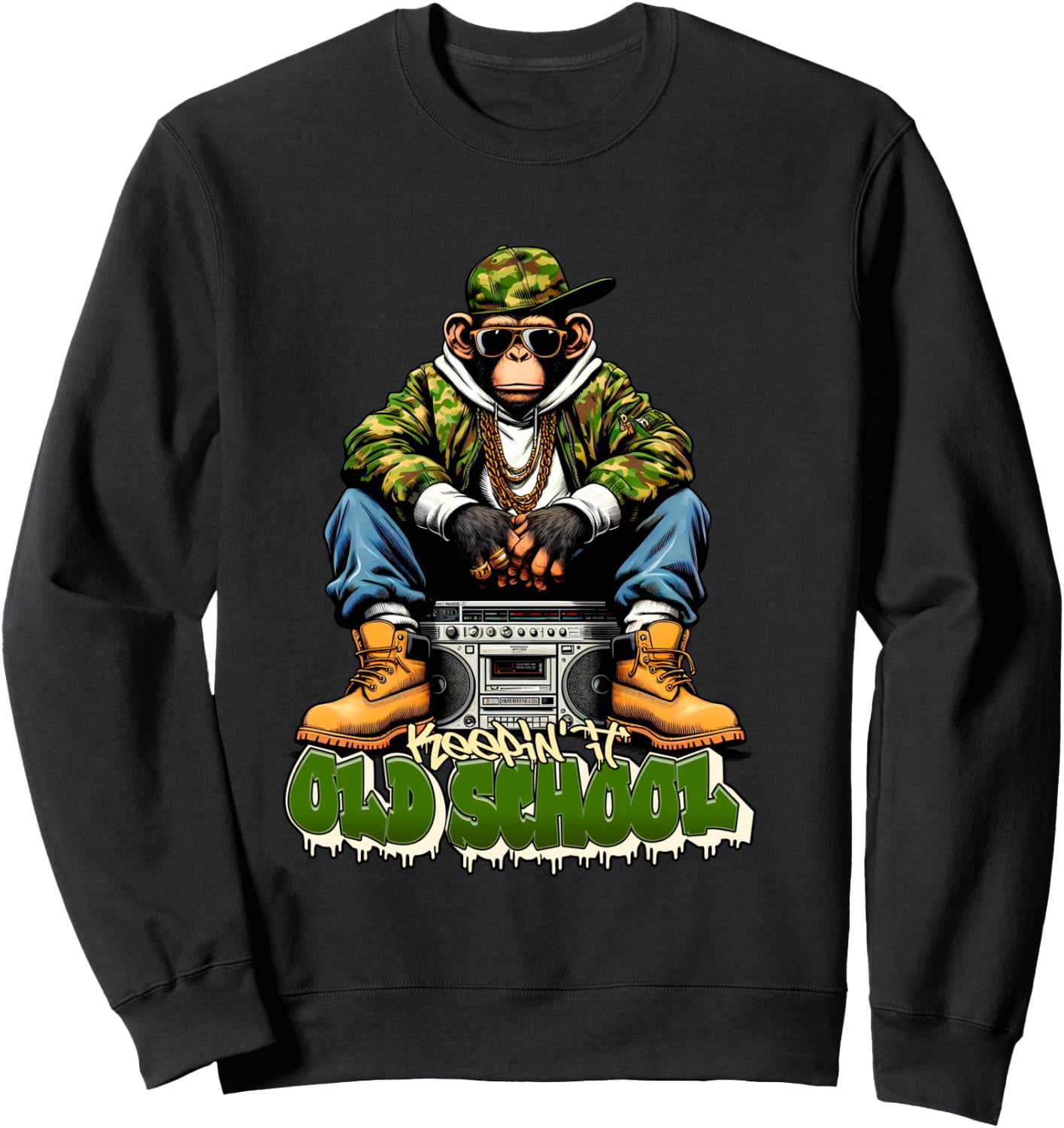 KEEPING IT OLD SCHOOL Hip Hop US Rap 90s New York , Black, S Sweatshirt - Sweatshirt | Black
