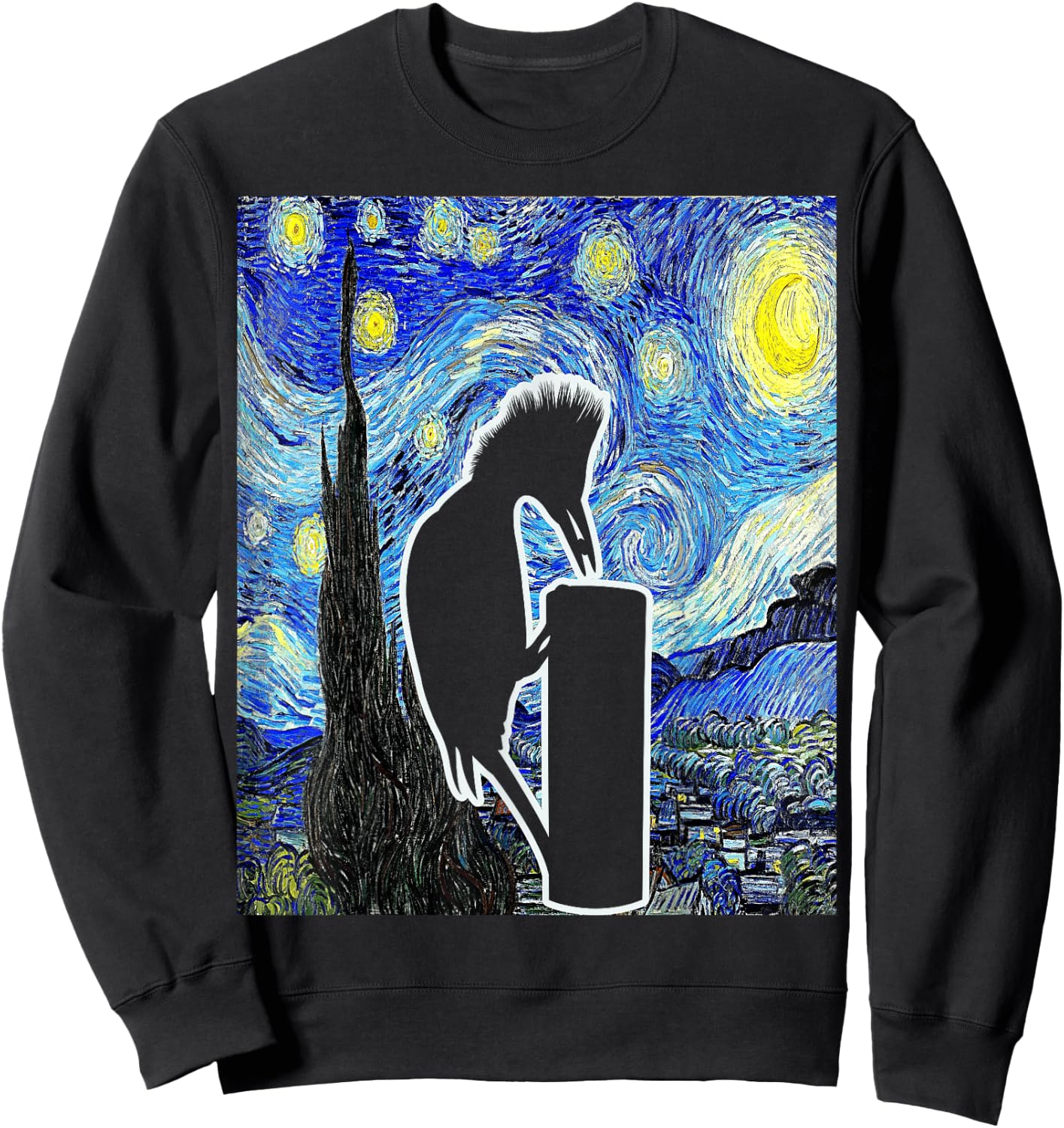 Woodpecker Starry Night Woodpecker Lover Birdwatching Sweatshirt - Sweatshirt | Black