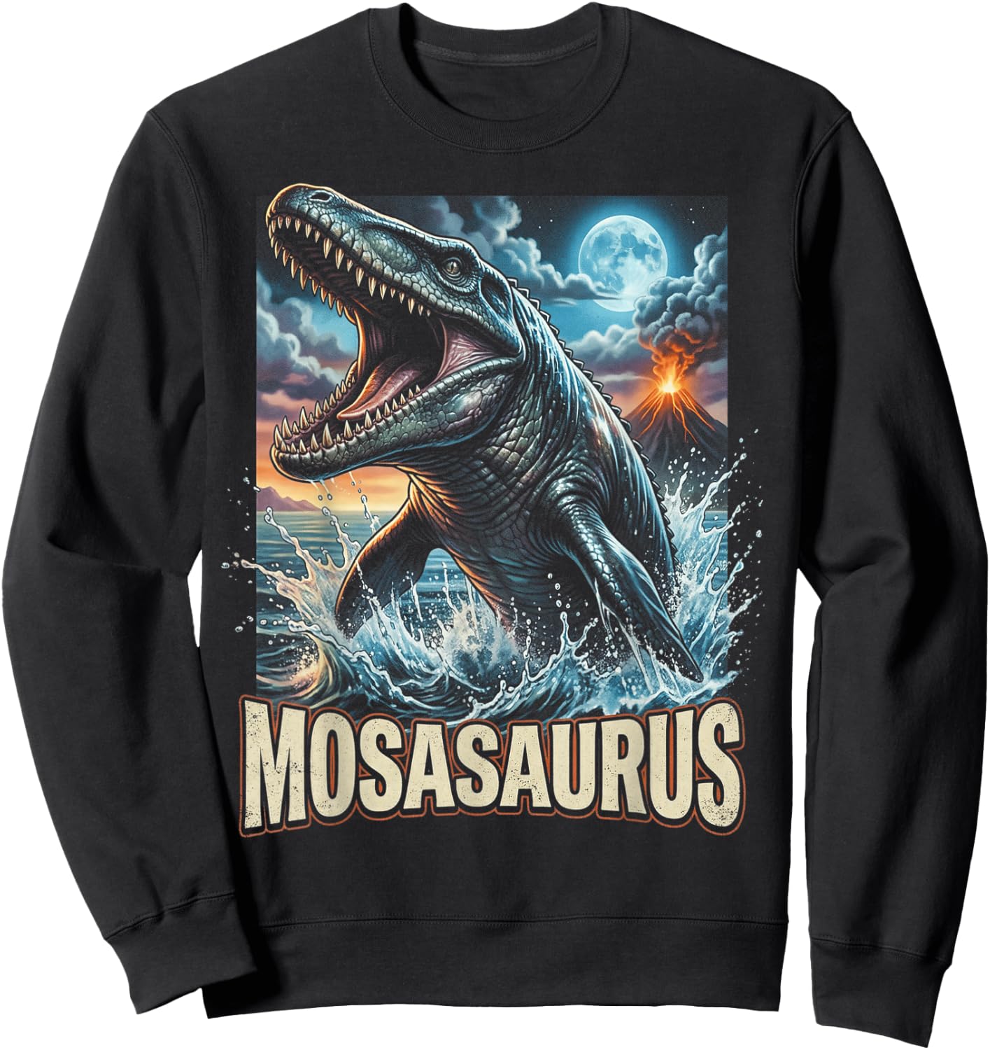 Mosasaurus Dinosaur Water Sweatshirt - Sweatshirt | Black