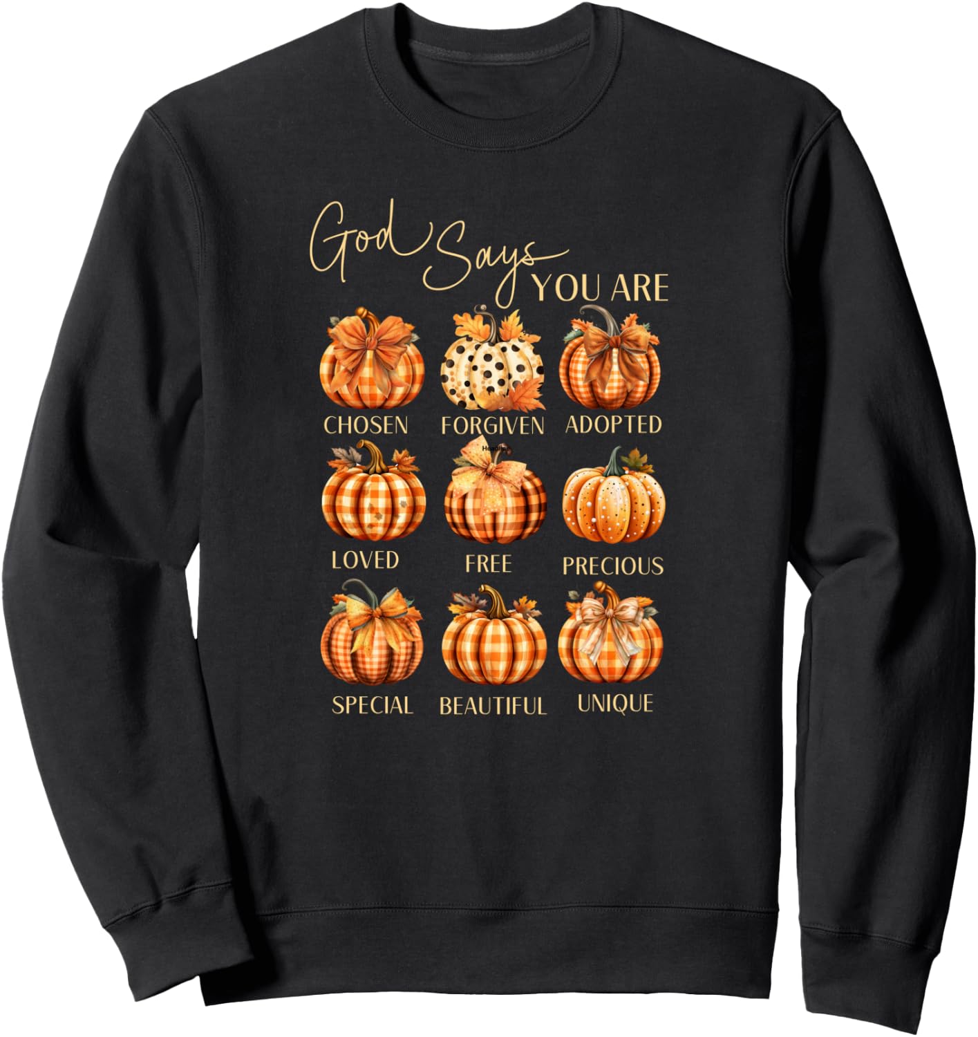 Fall Pumpkin Coquette Autumn God Says You Are Christian Sweatshirt - Sweatshirt | Black