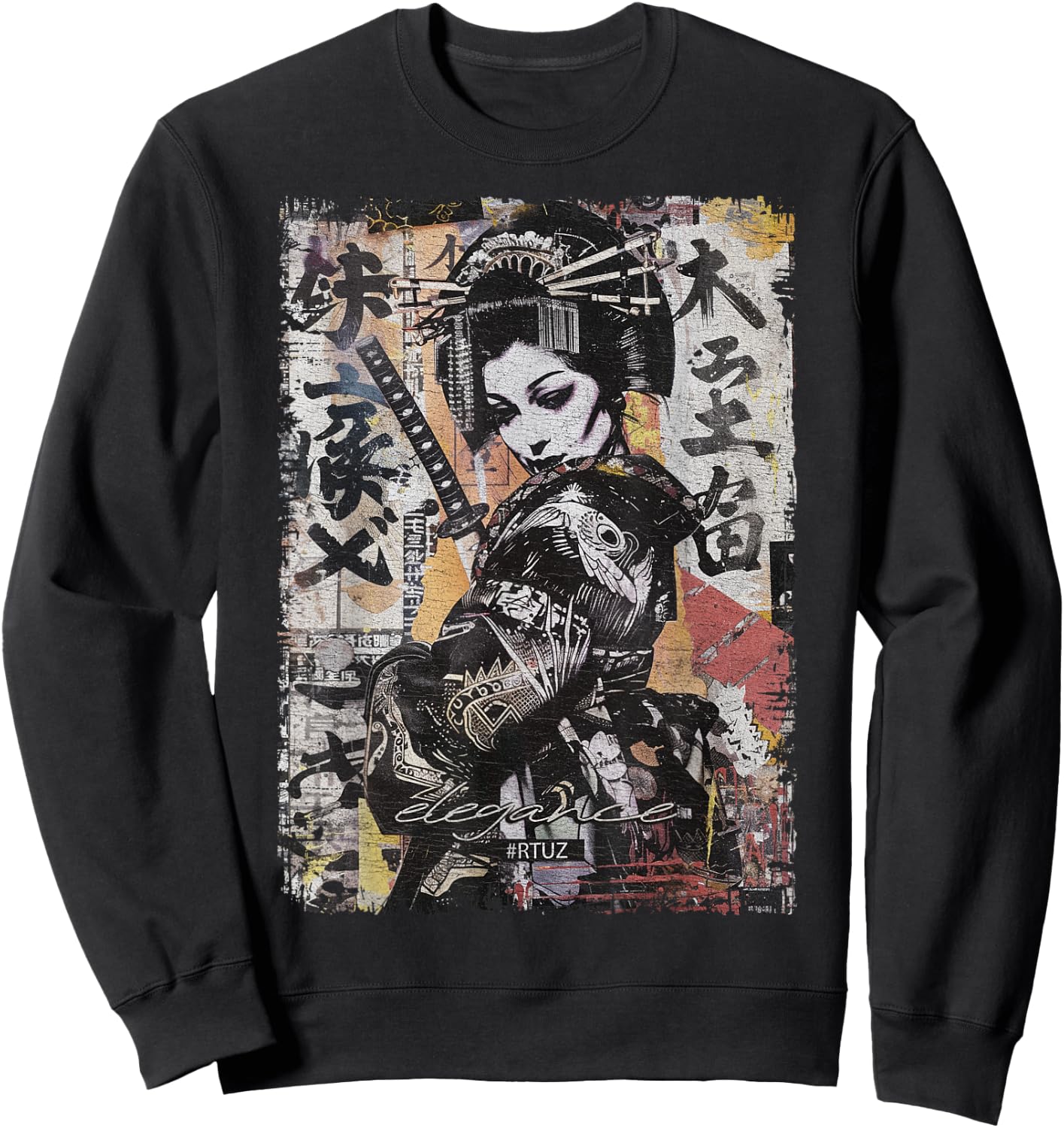 Geisha Asia Japan Woman Vintage Culture Tokyo Geisha , Black, S Sweatshirt - Sweatshirt | Black