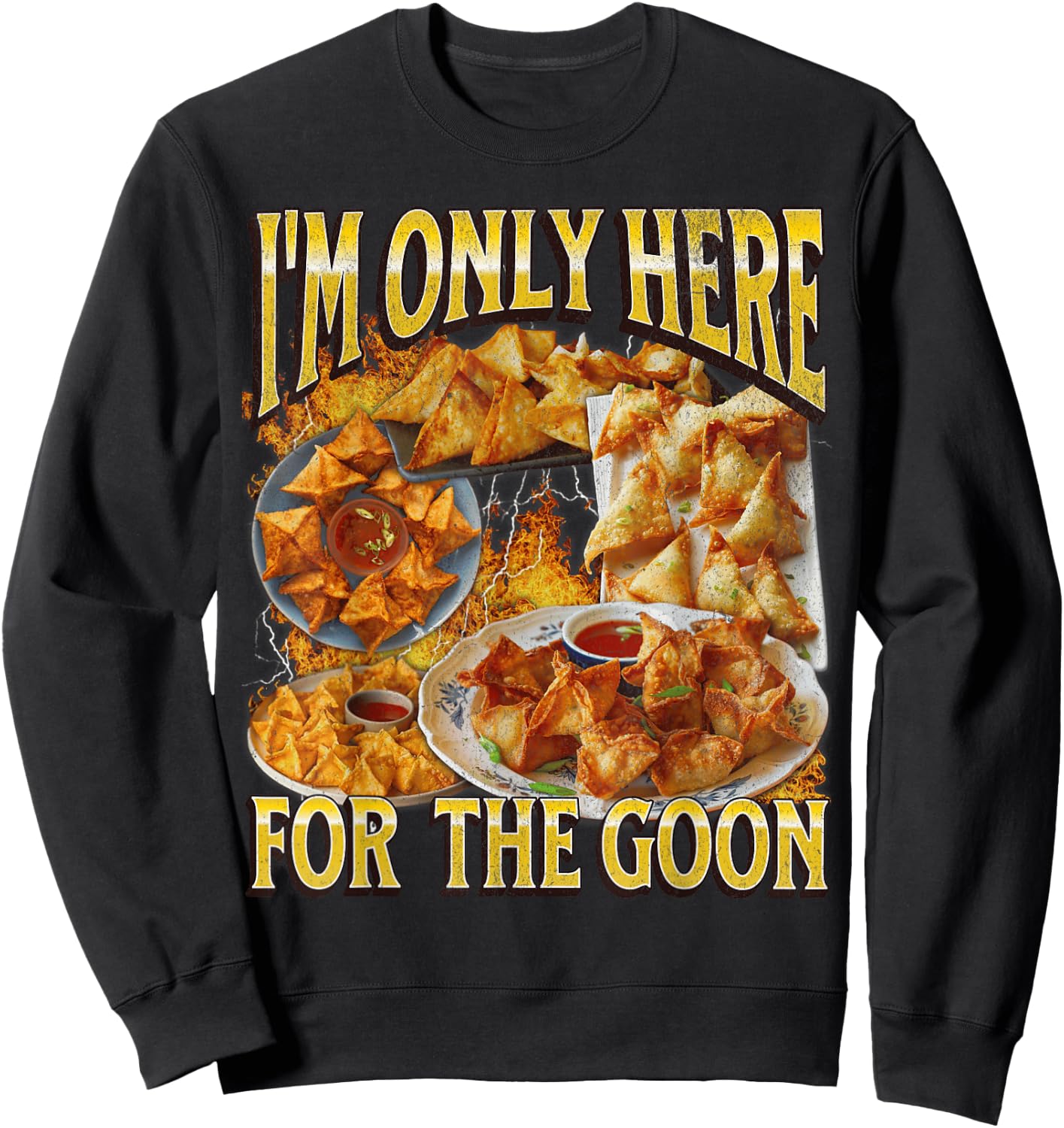 Funny Crab Rangoon Meme Bootleg Graphic Sweatshirt - Sweatshirt | Black
