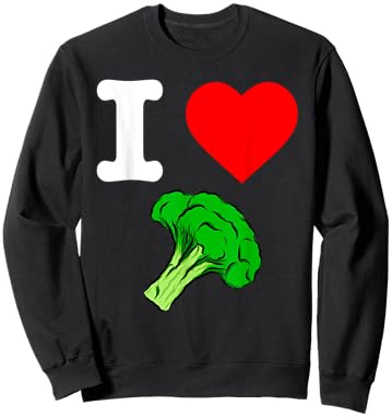 I Love Broccoli I Heart Vegetables Organic Vegan Life Sweatshirt - Sweatshirt | Black