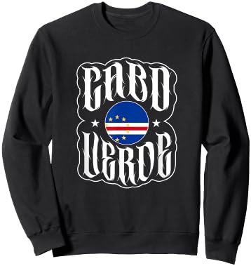 Love Cabo Cape Verde with Cape Verdean Flag in a Circle , Black, S Sweatshirt - Sweatshirt | Black