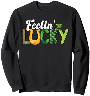 Feelin Lucky St. Patricks Day Horse Shoe Lucky Horseshoe Sweatshirt - Sweatshirt | Black