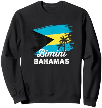 Vintage Bimini Nassau Bahamas Flag Vacation Travel Bahamian Sweatshirt - Sweatshirt | Black