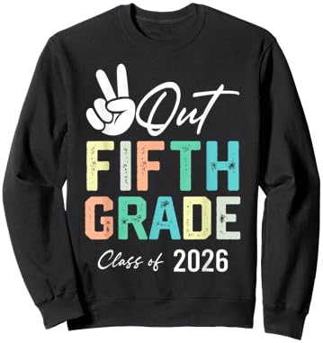 Peace Out Fifth Grade Class of 2026 Graduation Kids Sweatshirt - Sweatshirt | Black