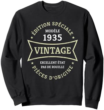 Vintage 90th Birthday Born in 1935 Vintage 90 Years Gift , Black, S Sweatshirt - Sweatshirt | Black