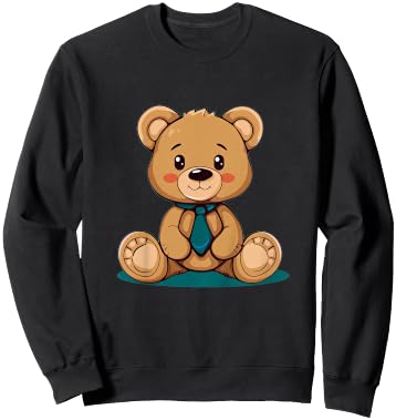 Junger Teddy mit cooler Krawatte für Bären Jungen und Mädchen Sweatshirt - Sweatshirt | Black