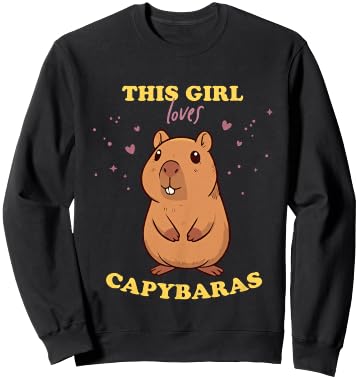 Adorable Capybara Girl Rodent & Guinea Pig Fan , Blue, Female X-Small Sweatshirt - Sweatshirt | Black