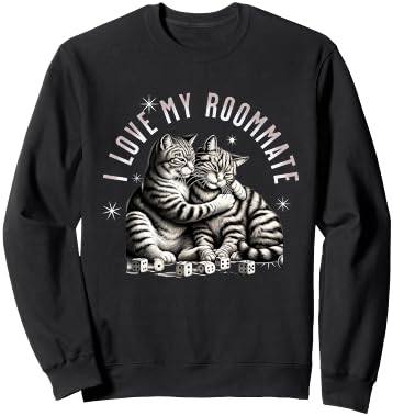 I Love My Roommate, Vintage Cats Lovers Sweatshirt - Sweatshirt | Black