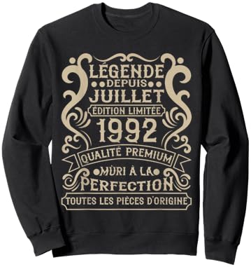 Juillet 1992-34 Ans Anniversaire Cadeau Vintage 1992 Sweatshirt - Sweatshirt | Black