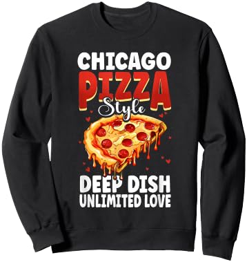 Chicago Pizza Lover Deep Dish Funny Italia Foodie Sweatshirt - Sweatshirt | Black