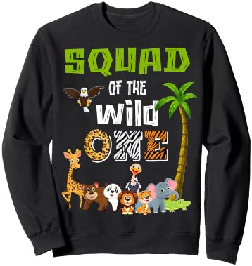 Squad Of The Wild One Zoo Themed 1st Birthday Party Sweatshirt - Sweatshirt | Black