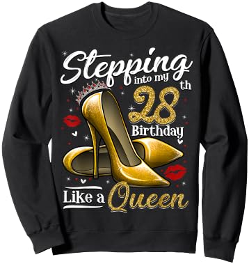 High Heels Stepping Into My 28th Birthday 28 and Fabulous Sweatshirt - Sweatshirt | Black