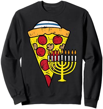 Hanukkah Pizza Funny Food Chanukah Jewish Men Women Kids Sweatshirt - Sweatshirt | Black