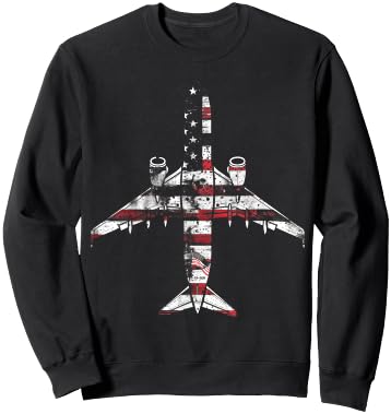 Airplane Pilot American Flag USA Patriotic Sweatshirt - Sweatshirt | Black