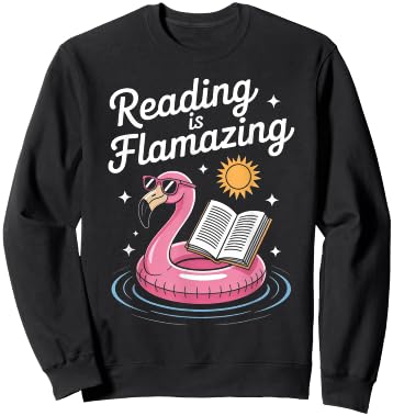 Reading is Flamazing Funny Book Lover Flamingo Reader Sweatshirt - Sweatshirt | Black