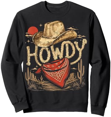 Western Cowboy Birthday Party Howdy Sweatshirt - Sweatshirt | Black