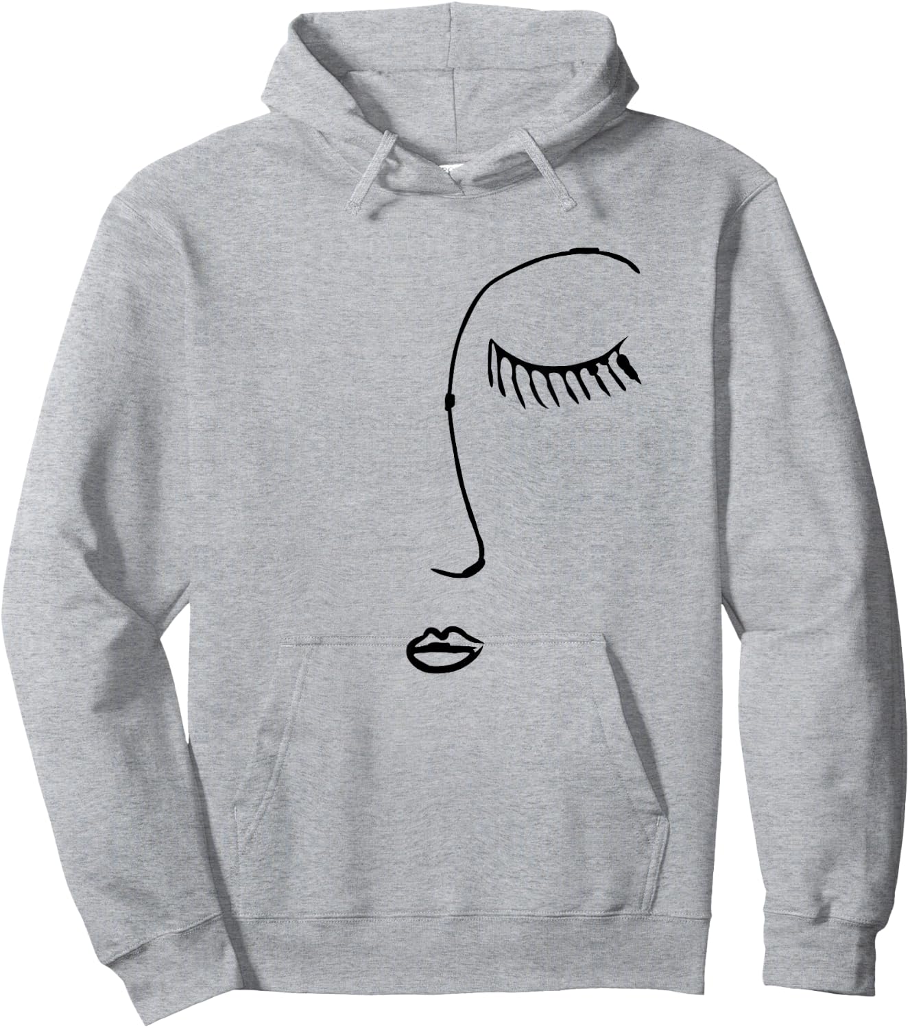 Portrait Line Drawing Sketch Face Abstract Art Hoodie - Hoodie | Ash