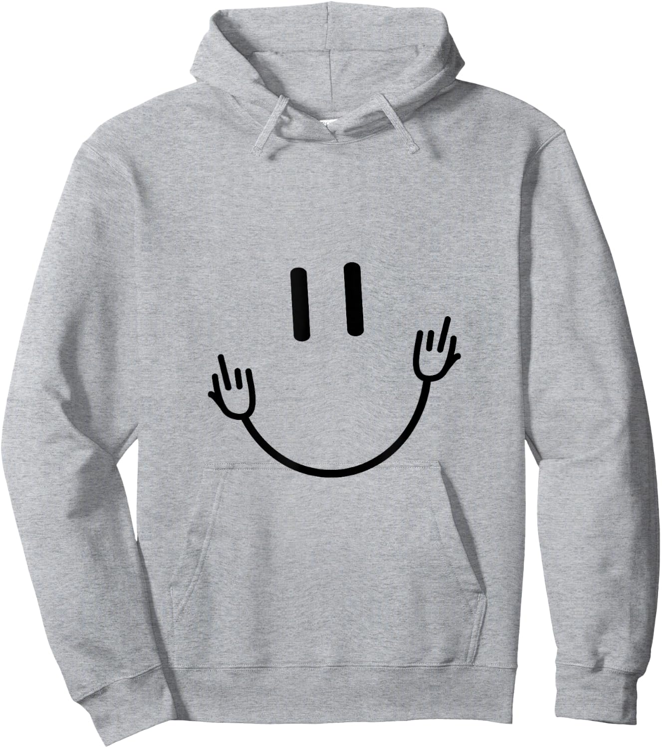 Funny Sarcastic Smile Face Middle Finger Graphic Hoodie - Hoodie | Ash