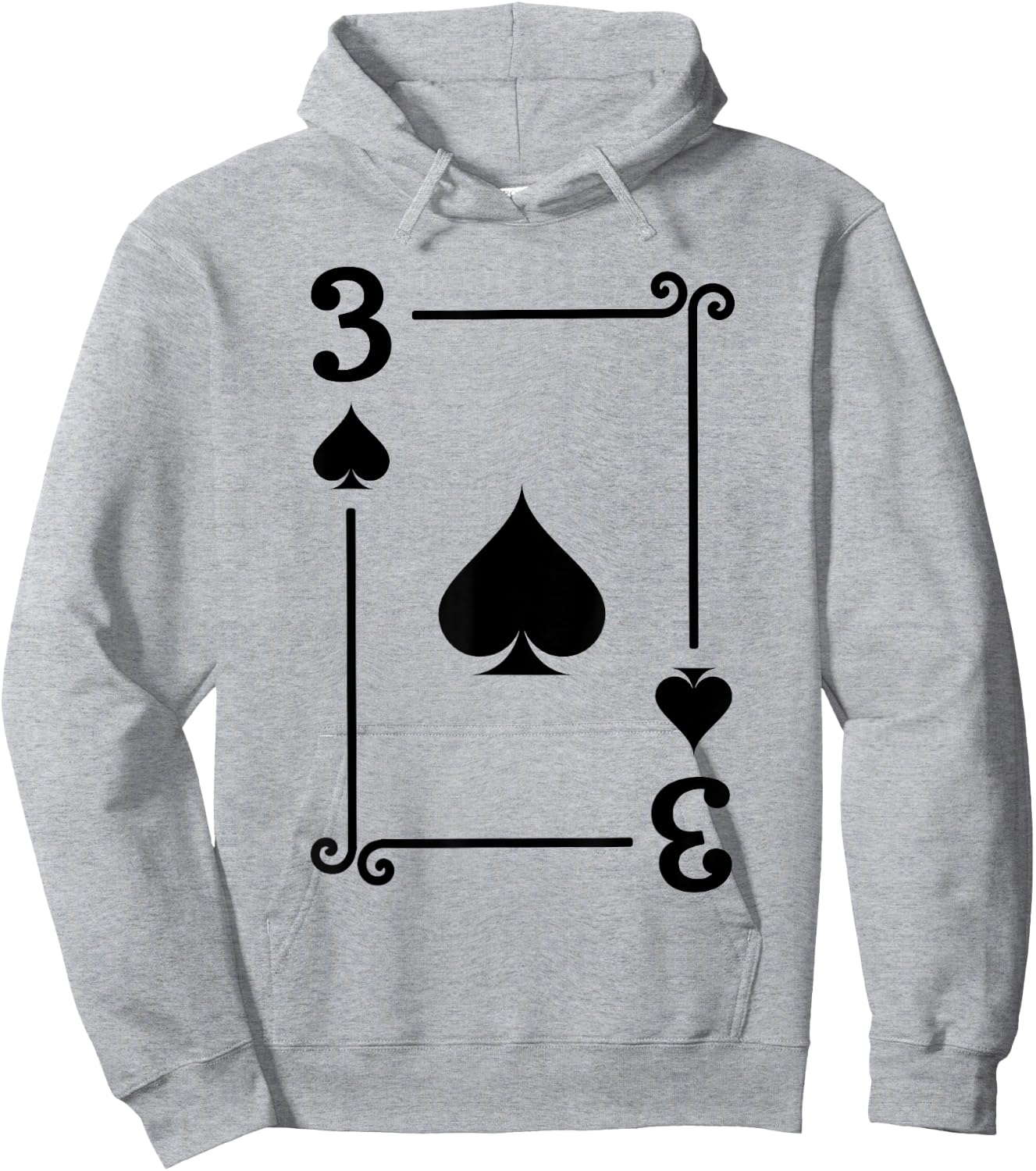 Playing Cards - Matching Spades Card Suits - Three Card Hoodie - Hoodie | Ash