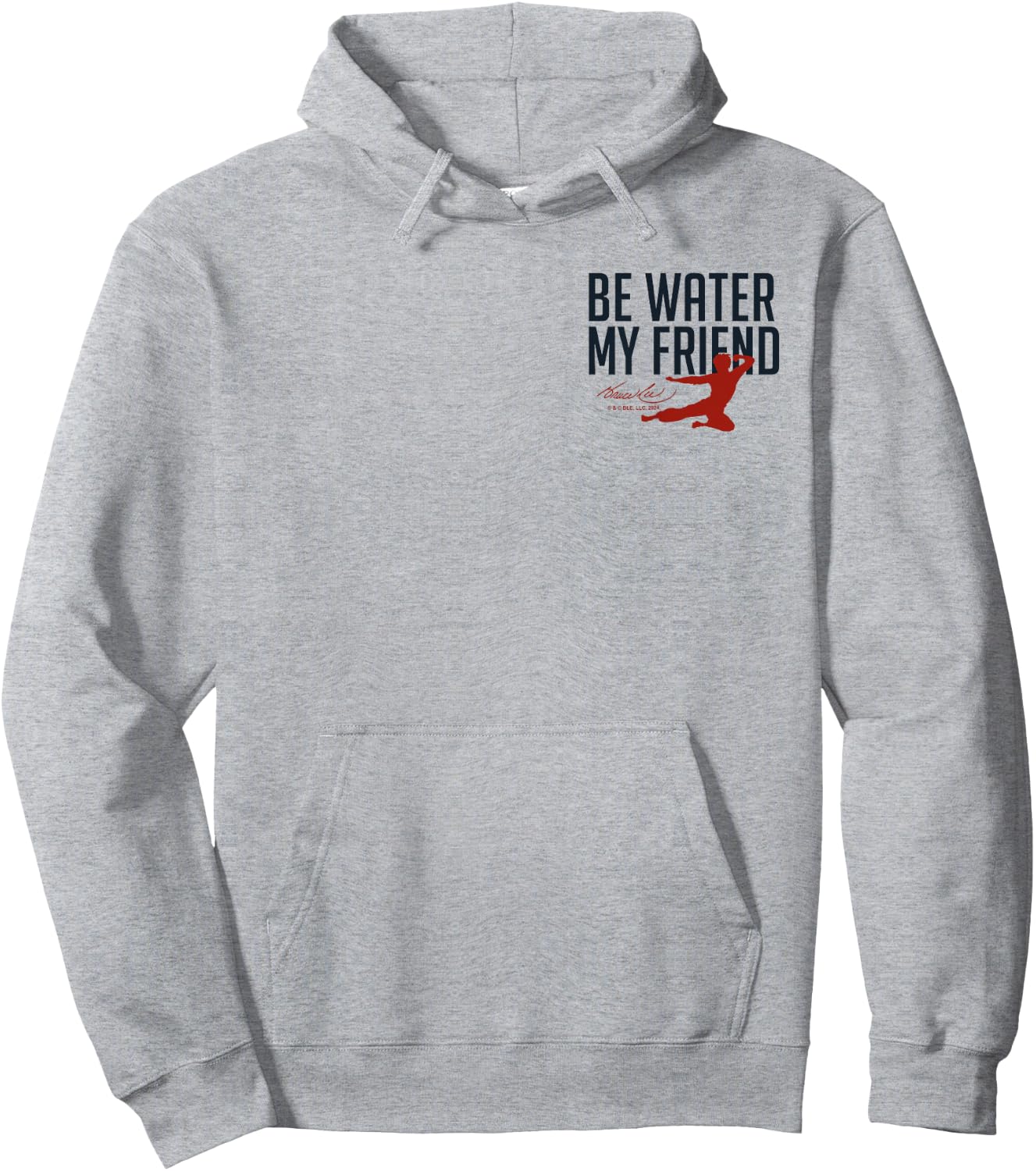 Bruce Lee Be Water My Friend Small Pocket Logo , White Hoodie - Hoodie | Ash