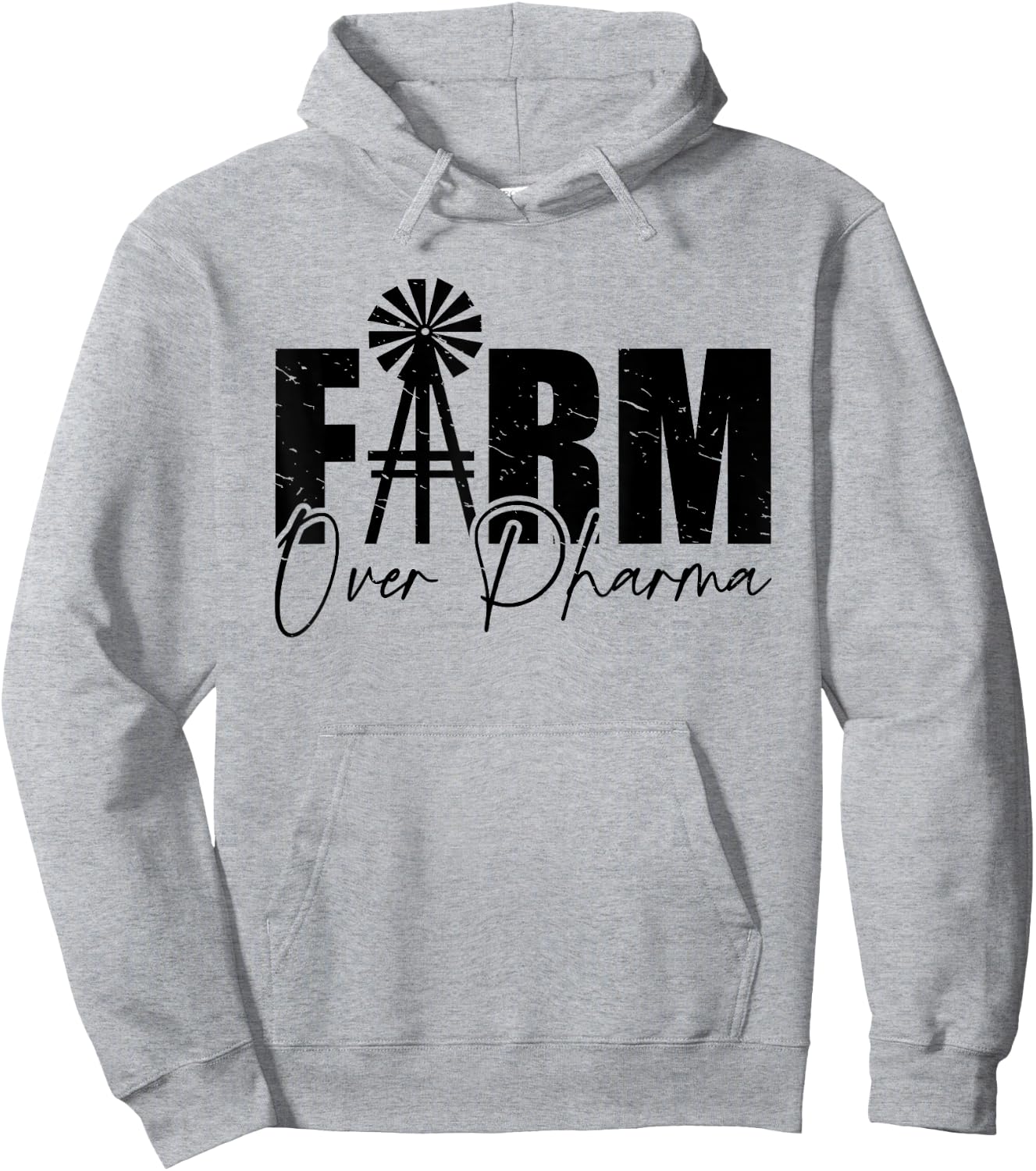 Farm Over Pharma Funny Windmill Vintage Family Farmers Hoodie - Hoodie | Ash