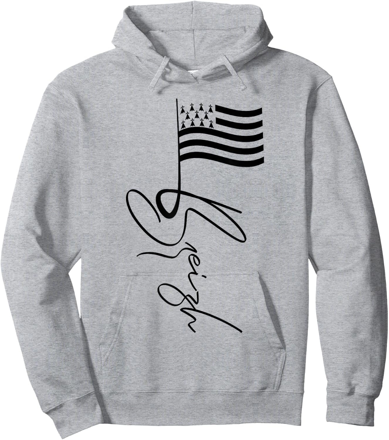 Mast Brittany France Signature Flag Breizh Breton , white, S Hoodie - Hoodie | Ash