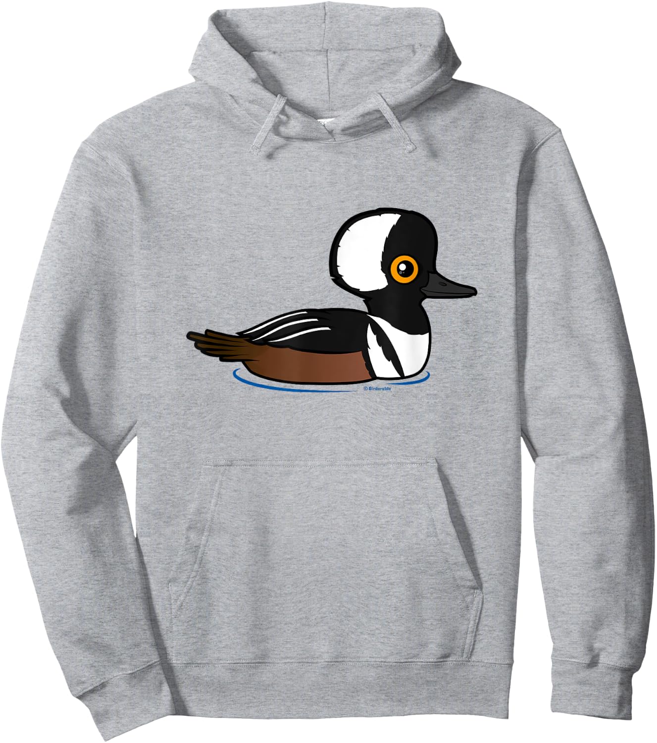 Cute Cartoon Hooded Merganser Fun Birdorable Waterfowl Duck Hoodie - Hoodie | Ash
