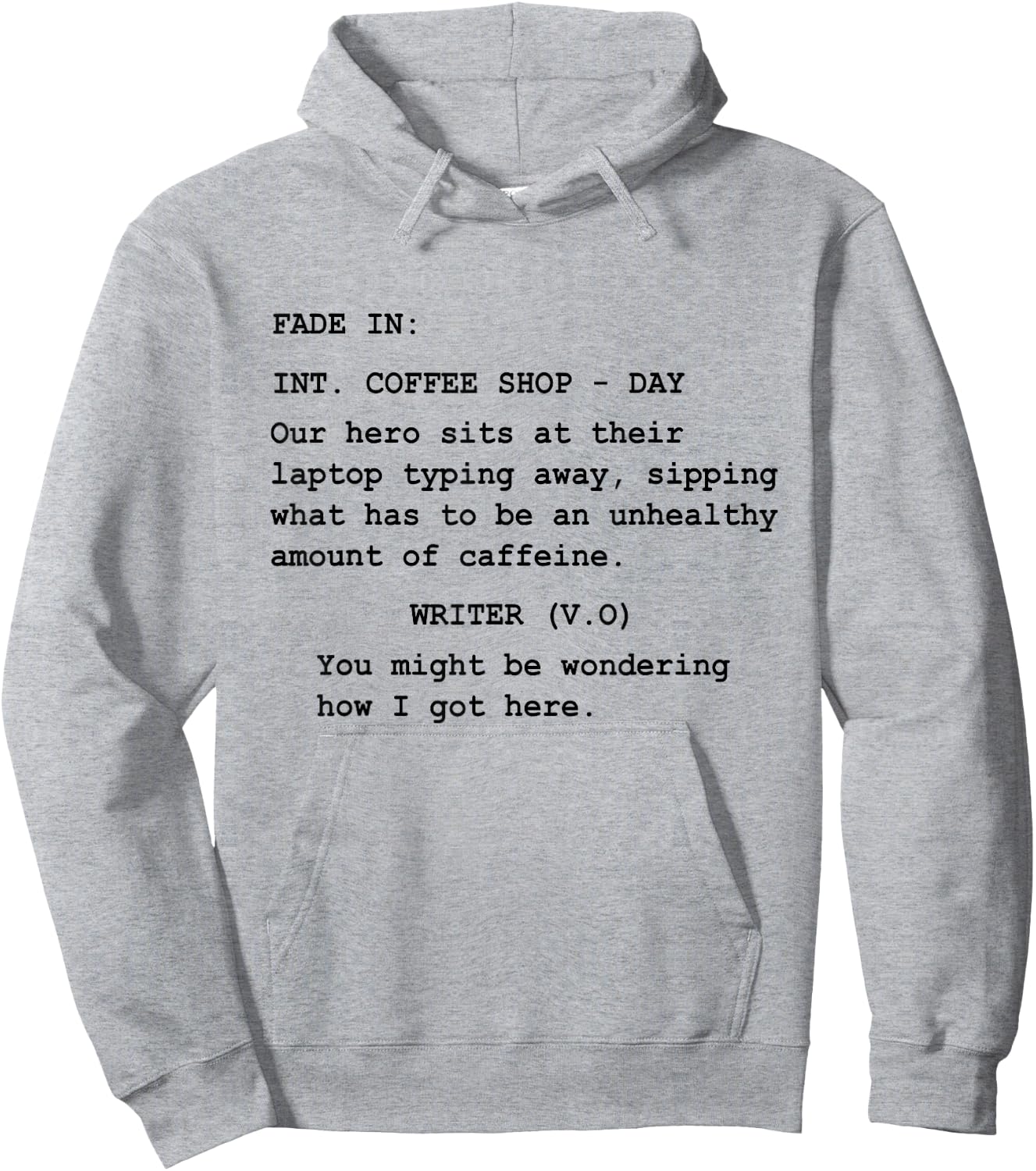 Funny Gift Screenwriter Writing in Coffee Shop Script Hoodie - Hoodie | Ash