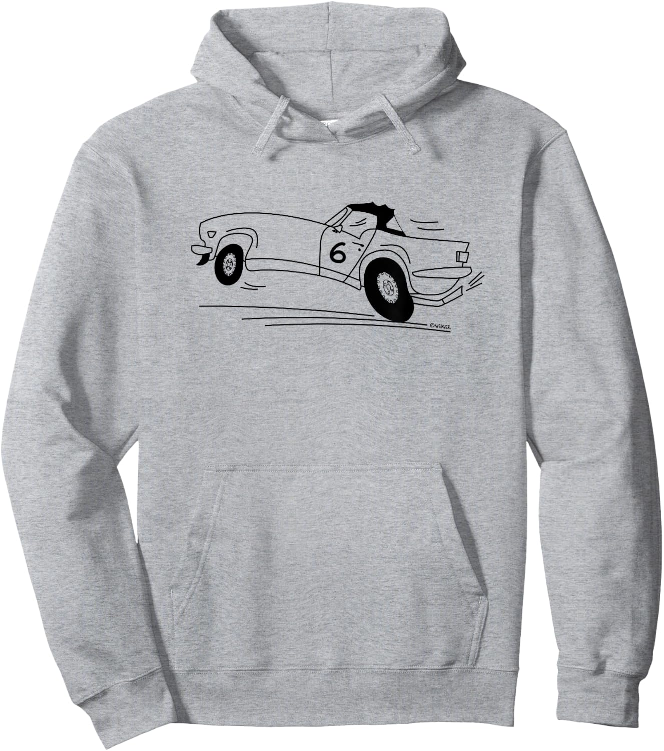 Cartoon Drawing Triumph TR6 British Car , Blue, S Hoodie - Hoodie | Ash