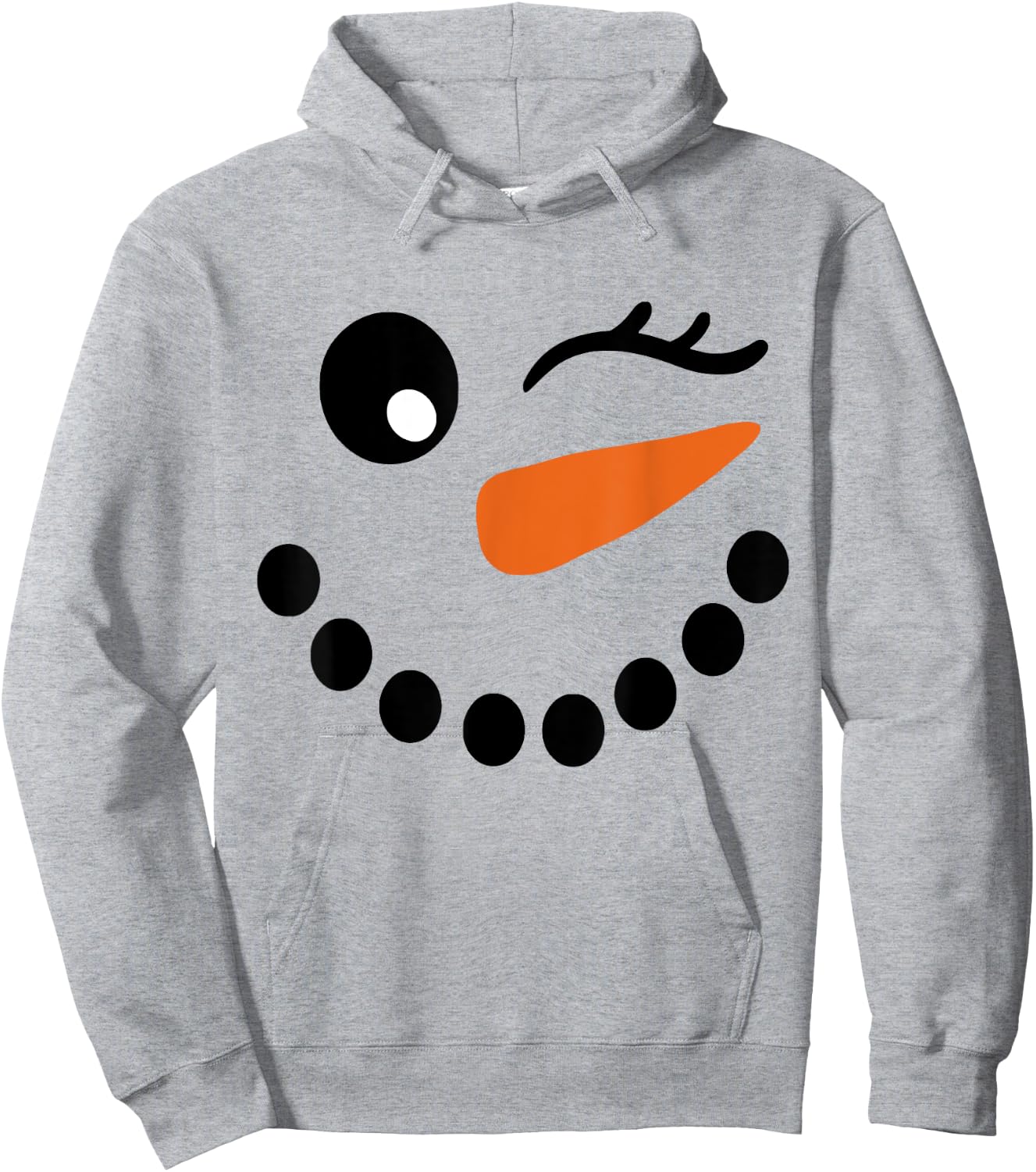 Winter Snowman Face Wink Eye Christmas Xmas For Girl Hoodie - Hoodie | Ash