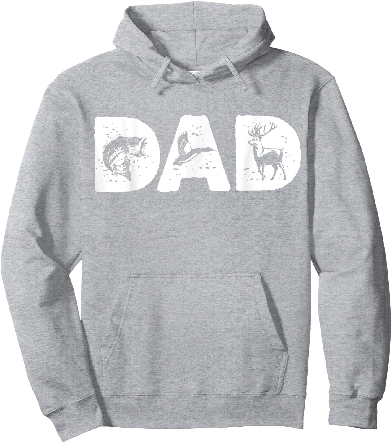 Dad Fishing Hunting Shirt Deer Duck Bass Fish Dad Papa Hoodie - Hoodie | Ash