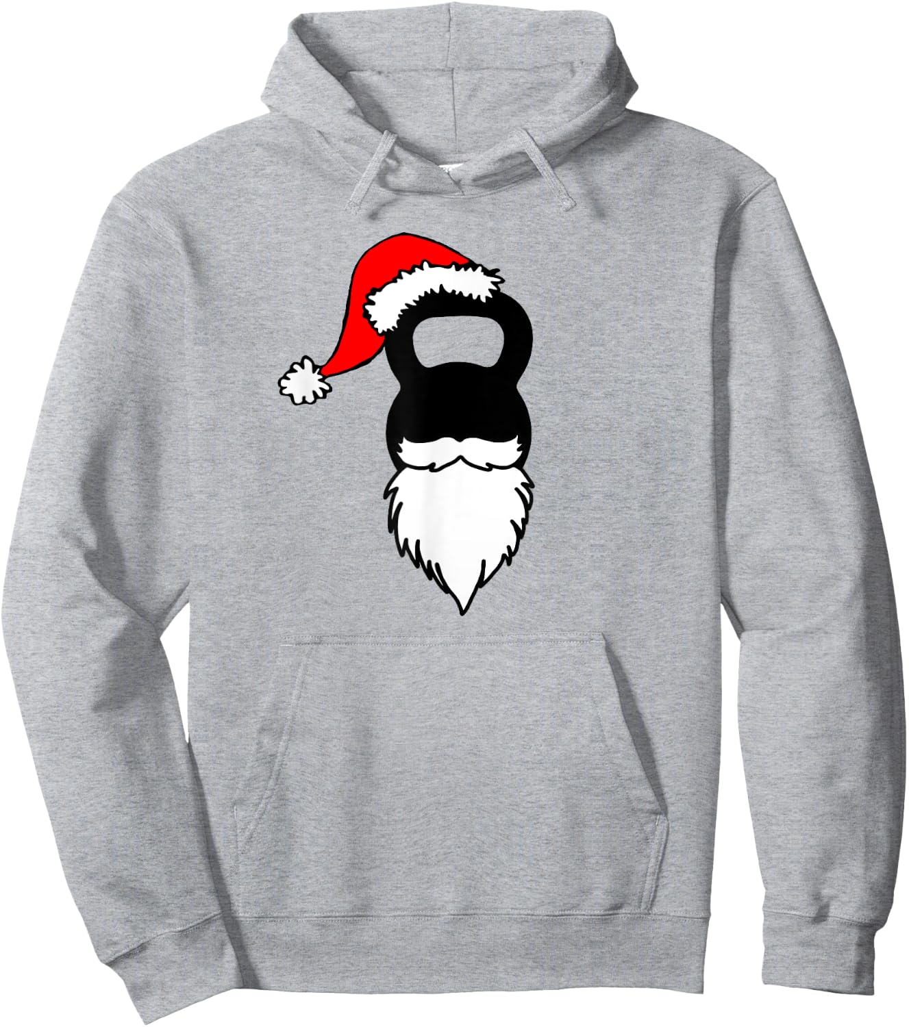 Kettlebell Santa Hat And Beard Christmas Workout Hoodie - Hoodie | Ash