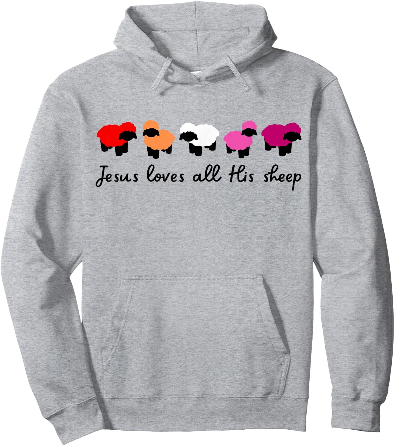 Jesus Loves All His Sheep Christian Lesbian Pride LGBTQIA+ Hoodie - Hoodie | Ash