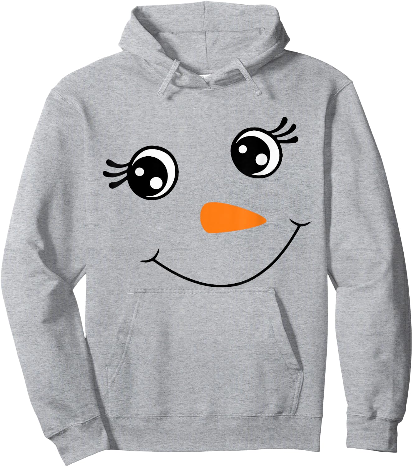 Winter Snowman Face Eyelashes Christmas Xmas For Girl Hoodie - Hoodie | Ash