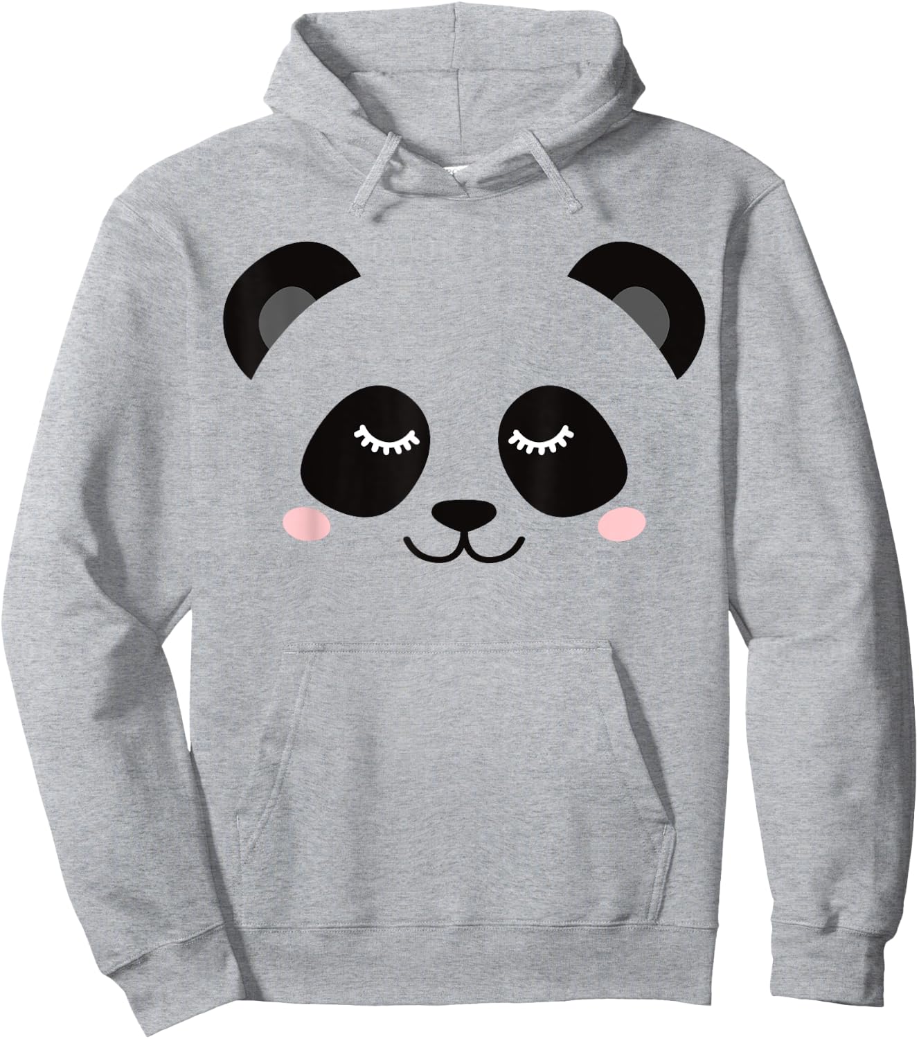 Sleepy Panda Face Hoodie - Hoodie | Ash