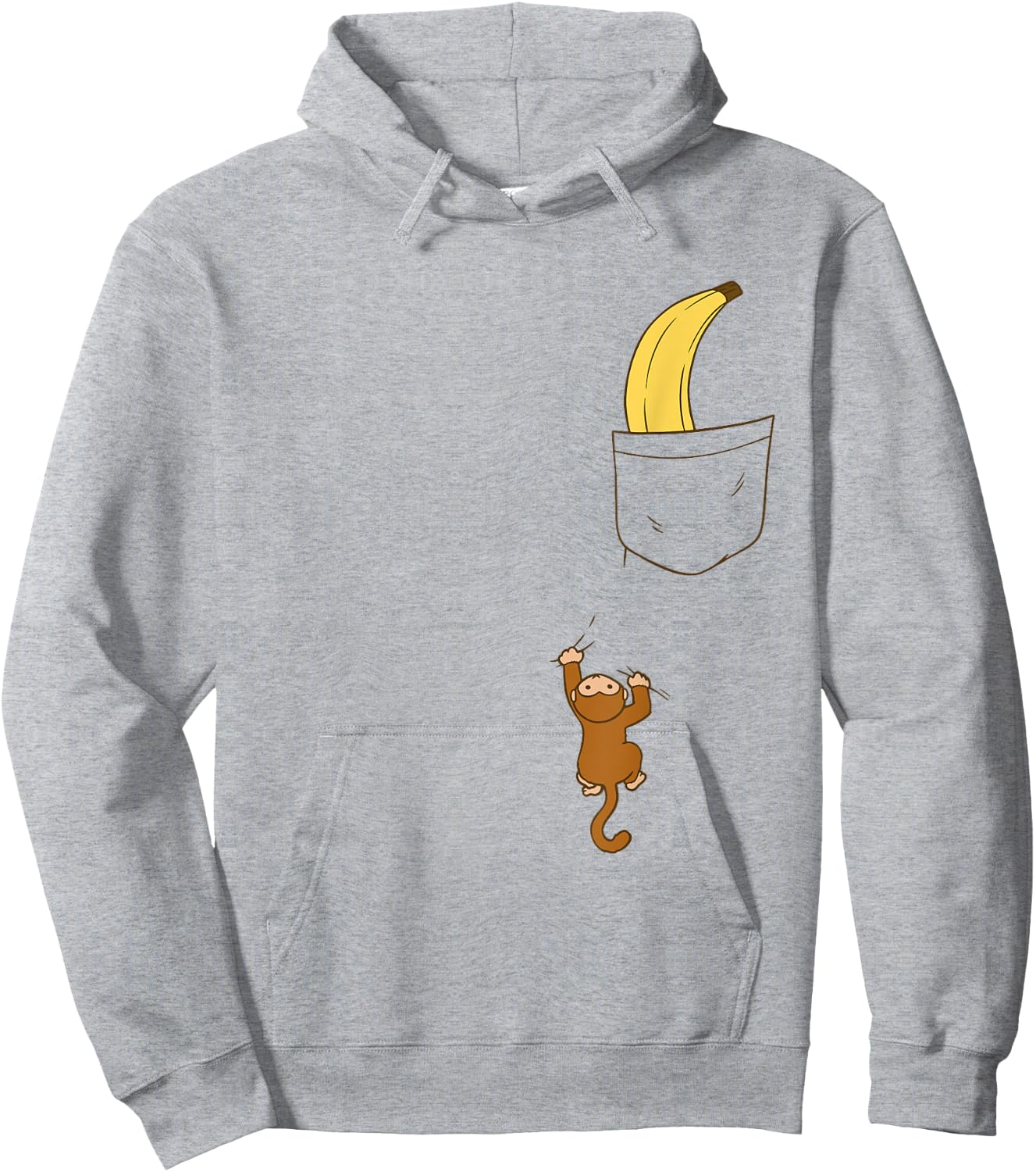 Funny Monkey Climbs A To Get Banana Kids Cute Monkey Hoodie - Hoodie | Ash